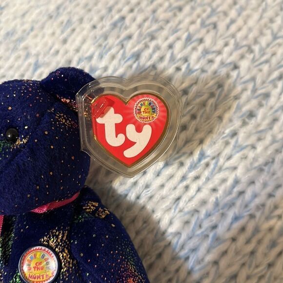 ty Comet Rare Beanie Baby of the Month Galaxy Glitter Purple Teddy November 2003 - Picture 8 of 8